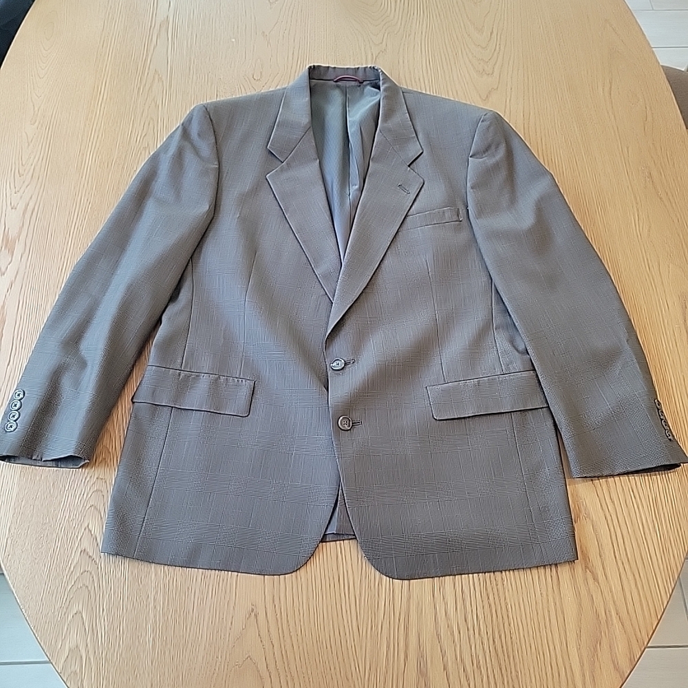 Hart Schaffner Marx 44R Plaid Blazer Brown Colored Glen Check Sport Coat Jacket